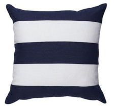 Elwood Stripe Navy Blue Cushion (Feather Insert)