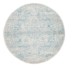 Traditional Hamptons Rug - Round Pale Blue