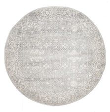 Traditional Hamptons Rug - Round Silver