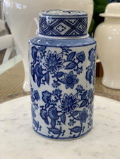 Lotus Blue & White Ginger Jar