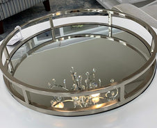 Mirrored Silver Tray - Round LGE